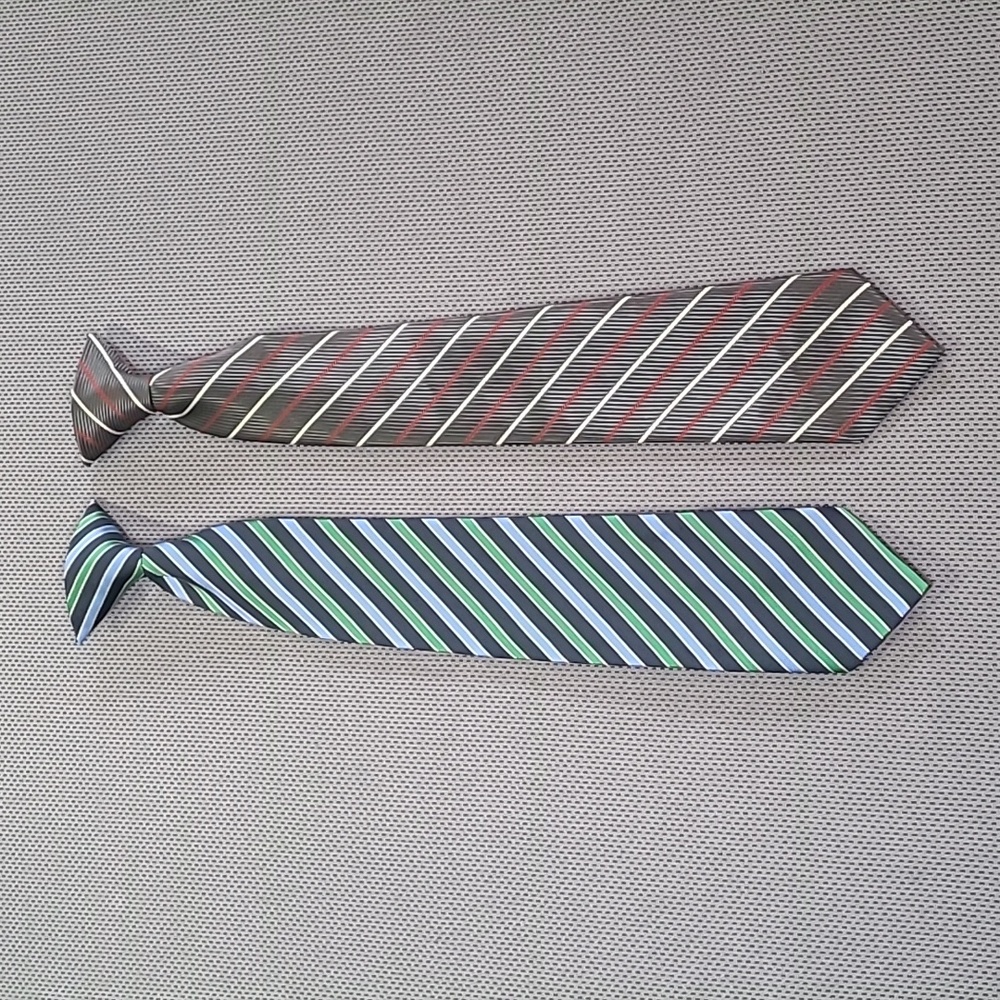 Boys Polyester Stripe Clip On Tie Lot